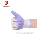 Hespax Anti-slip Latex Foam White Purple Work Gloves